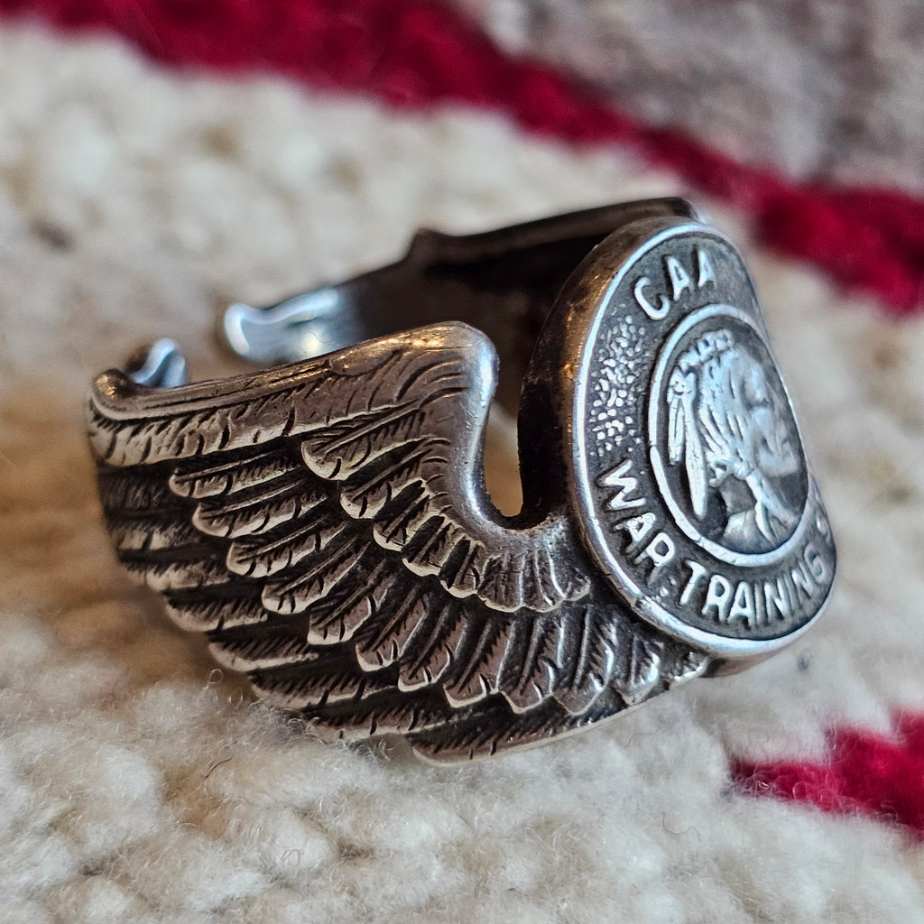 C 1940s Air Force Indian Chief ring size 9. JR 797