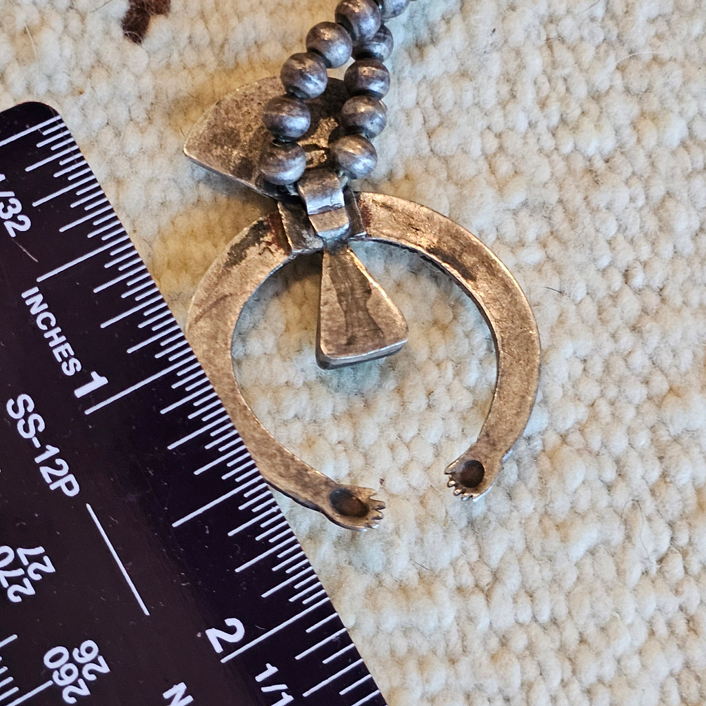 C 1910 Ingot Silver and Turquoise Naja Bead Necklace  JN 703