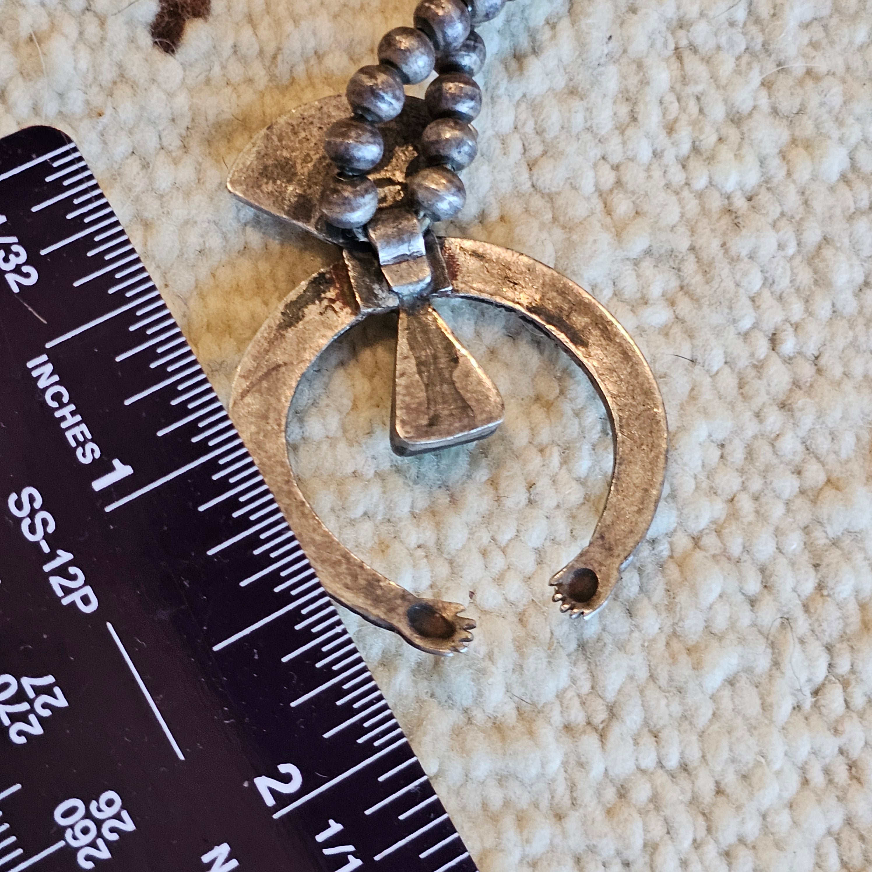 C 1910 Ingot Silver and Turquoise Naja Bead Necklace  JN 703