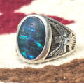 1950s Thunderbird Green Abalone Vintage Ring Sterling Old Pawn Size 13 JR 643