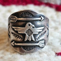 Old Sterling Signet Ring with Thunderbird size 6 1/2. JR 792
