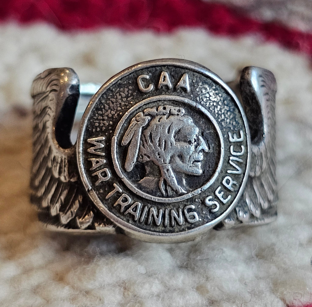 C 1940s Air Force Indian Chief ring size 9. JR 797