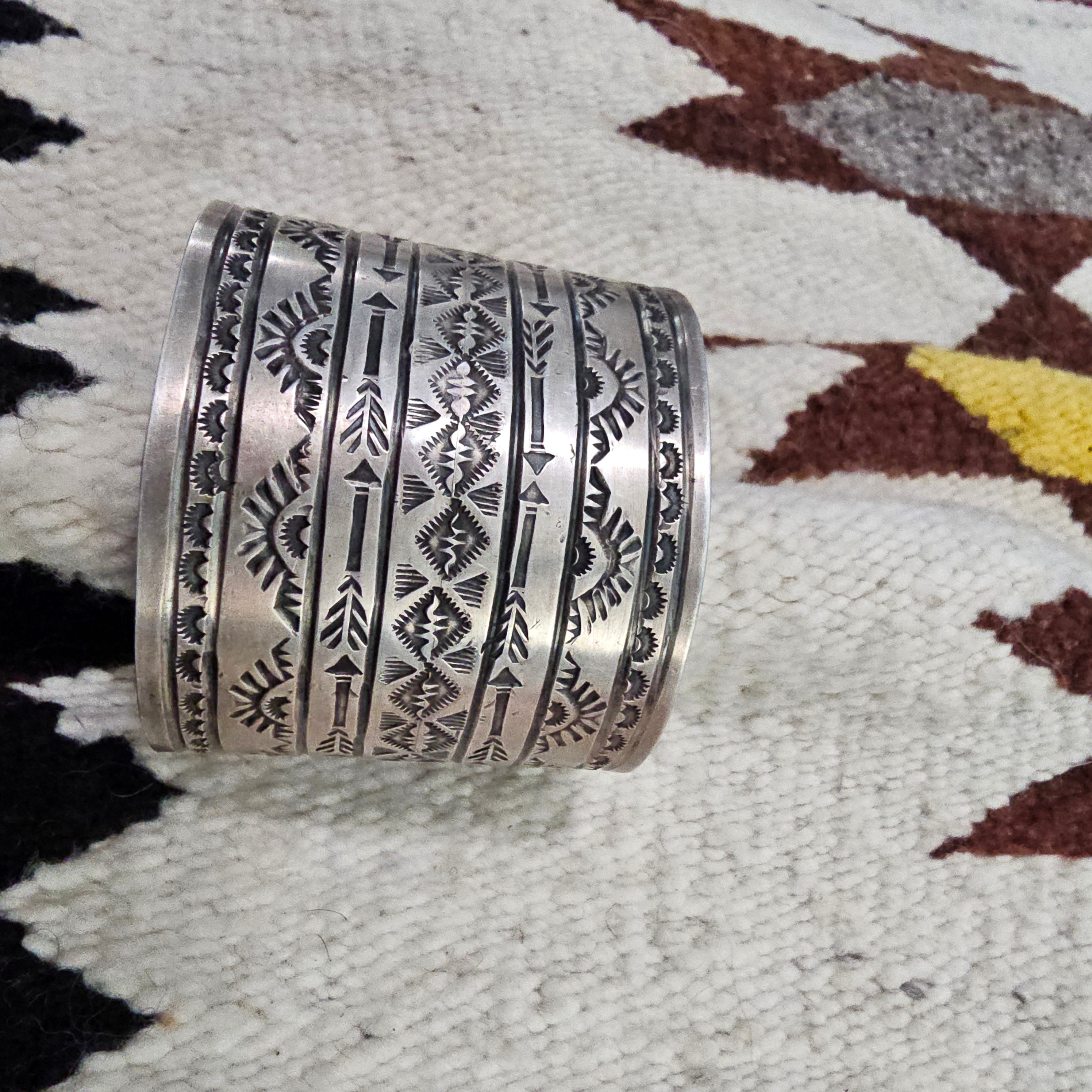 Tawney Willie Silver Native Cuff Bracelet Old Pawn. 7" wrist. JB 355