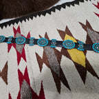 Zuni Signed Vintage Petitpoint Blue Turquoise Concho Belt Sterling Old Pawn. JBL 165