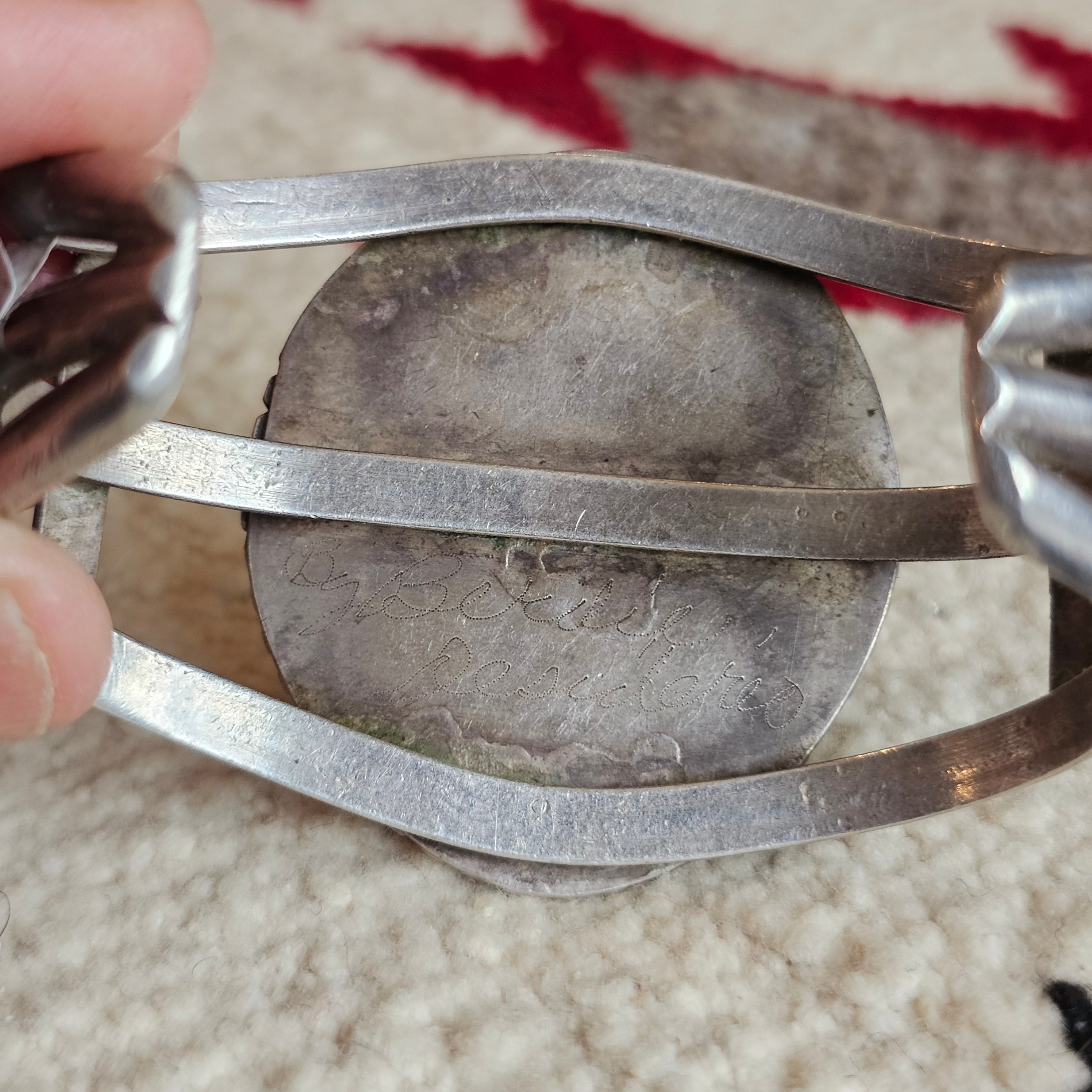 1940s Bisbee Turquoise Vintage Native Sterling Cuff fits 6 1/2" wrist. JB 160