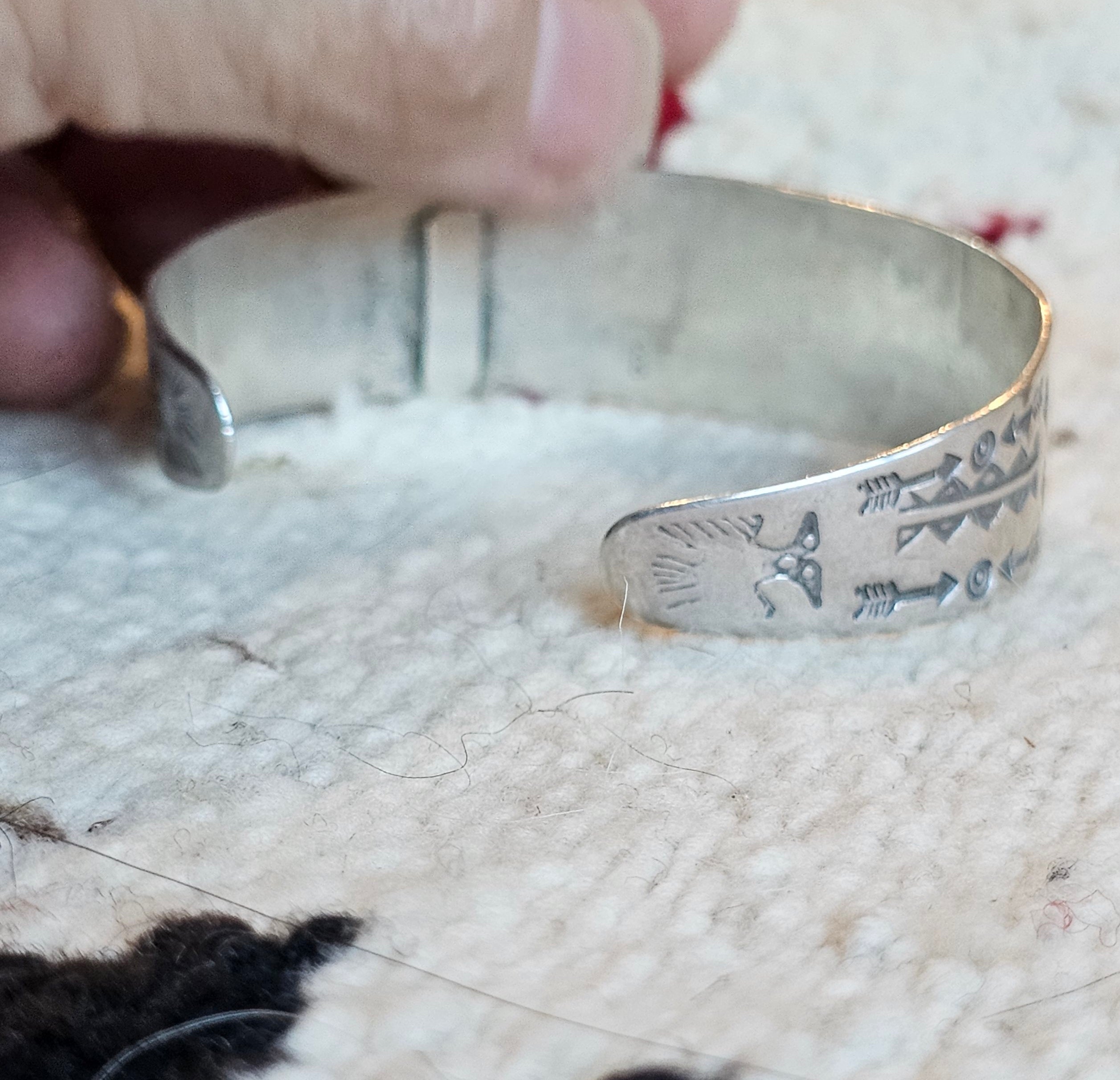 1930s Thunderbird Turquoise Native Sterling Cuff fits 6 1/2" wrist. JB 336