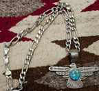 Signed Thunderbird Necklace Turquoise Vintage JN 826