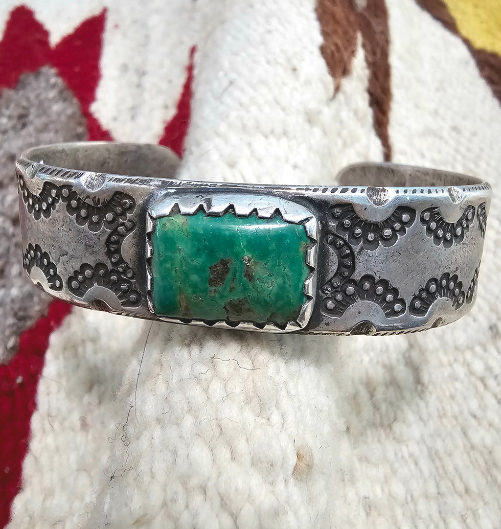 Buffalo Ingot Cuff Green Turquoise Native  fits 7" wrist JB 385
