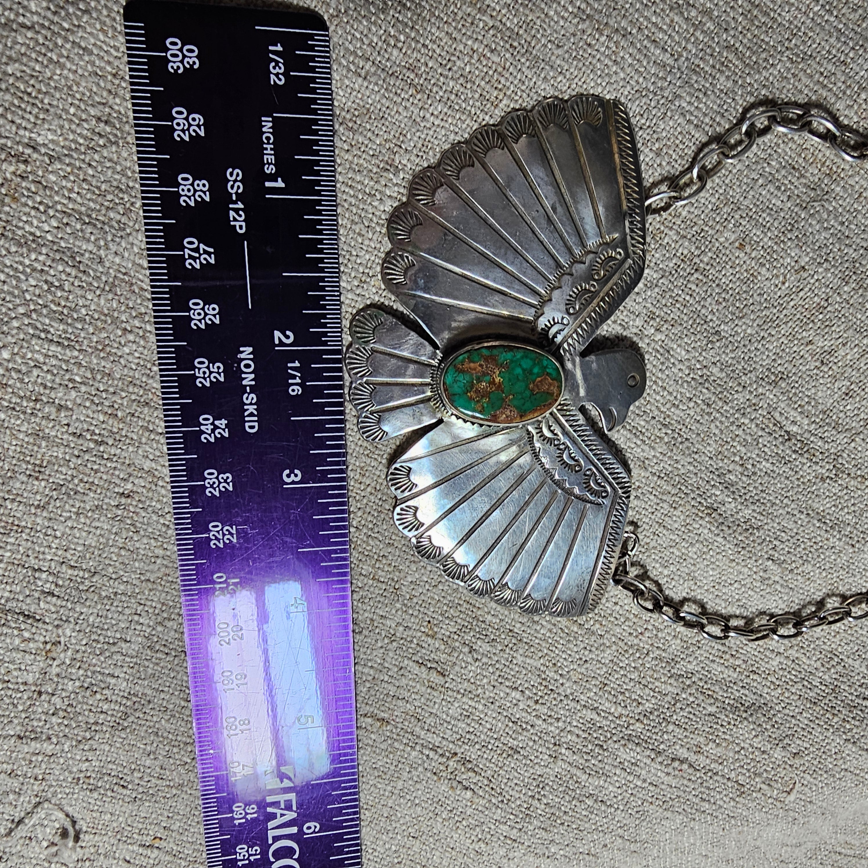 1930s Large Vintage Thunderbird Native Necklace Old Pawn JN 853