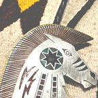 Give Away Horse Bolo Vintage Native Sterling & Copper & Brass & Inlay JBO 164