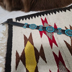 Zuni Signed Vintage Petitpoint Blue Turquoise Concho Belt Sterling Old Pawn. JBL 165