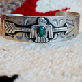 1930s Thunderbird Turquoise Native Sterling Cuff fits 6 1/2" wrist. JB 336