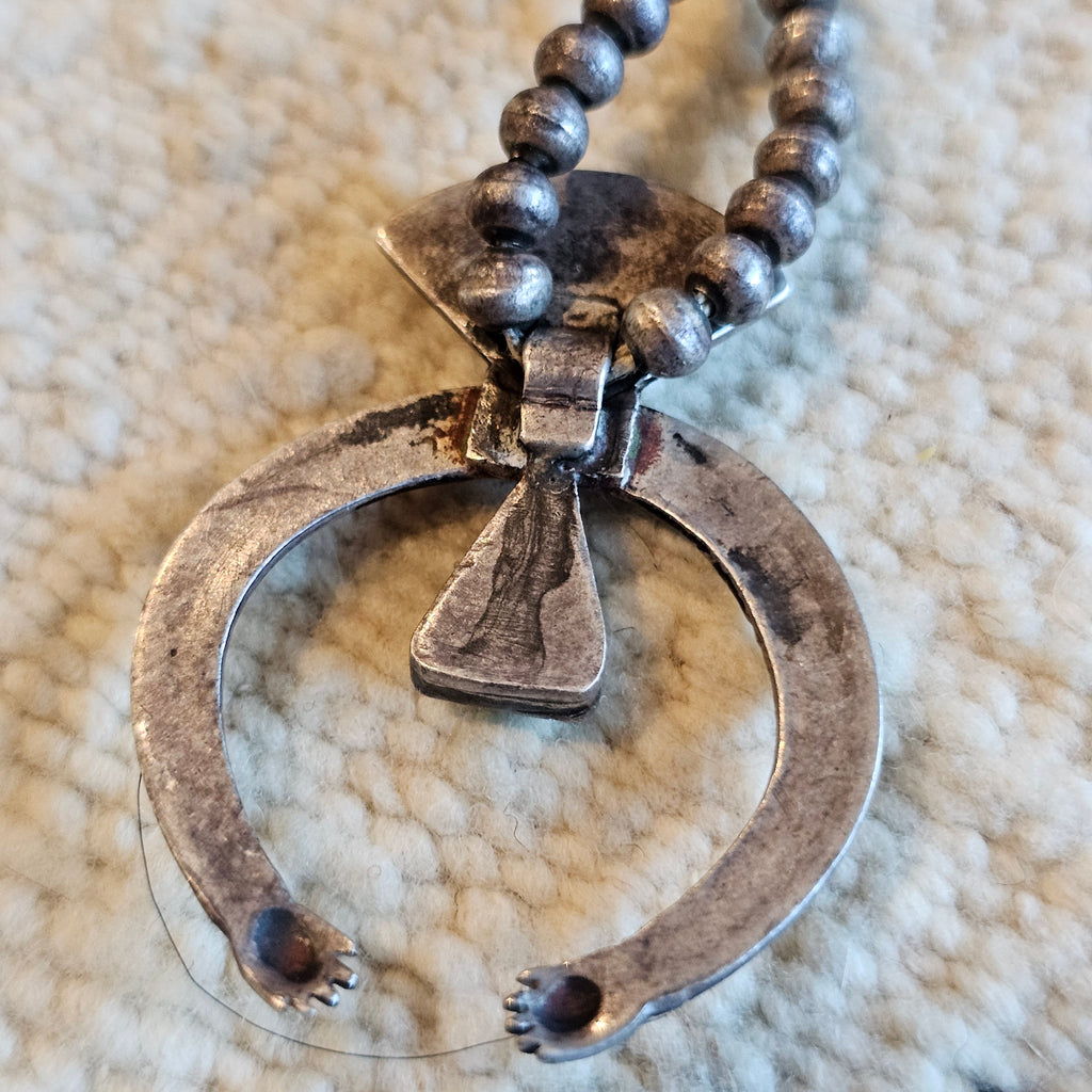 C 1910 Ingot Silver and Turquoise Naja Bead Necklace  JN 703