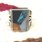 1950s Thunderbird Zuni Inlay Vintage Ring Sterling Old Pawn Size 10 JR 645