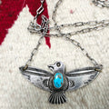 1930s Vintage Thunderbird Blue Turquoise Native Necklace Old Pawn JN 845