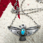 1930s Vintage Thunderbird Blue Turquoise Native Necklace Old Pawn JN 845