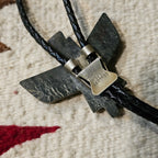 1940s Thunderbird Bolo Turquoise Onyx Vintage Pueblo # JBO 165