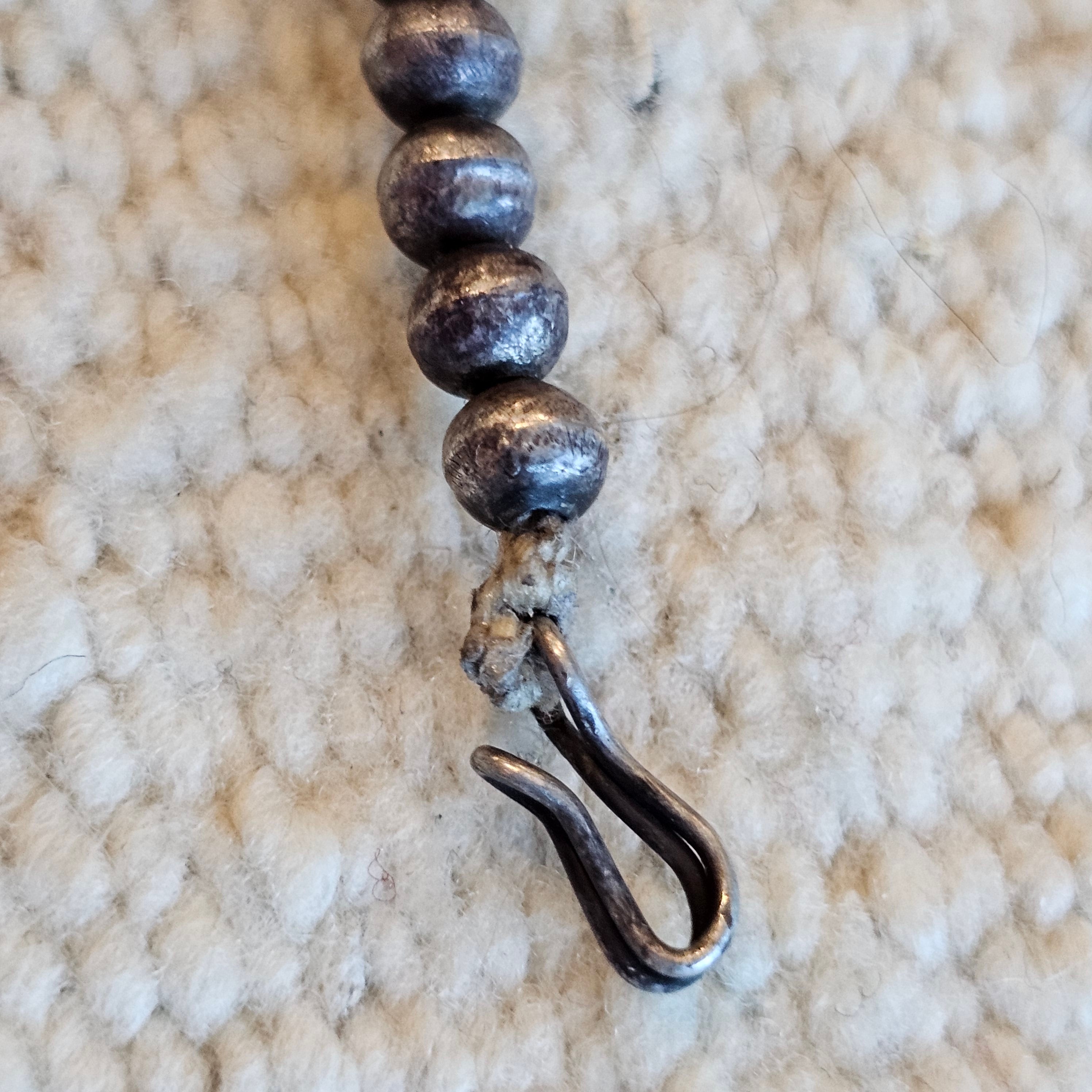 C 1910 Ingot Silver and Turquoise Naja Bead Necklace  JN 703