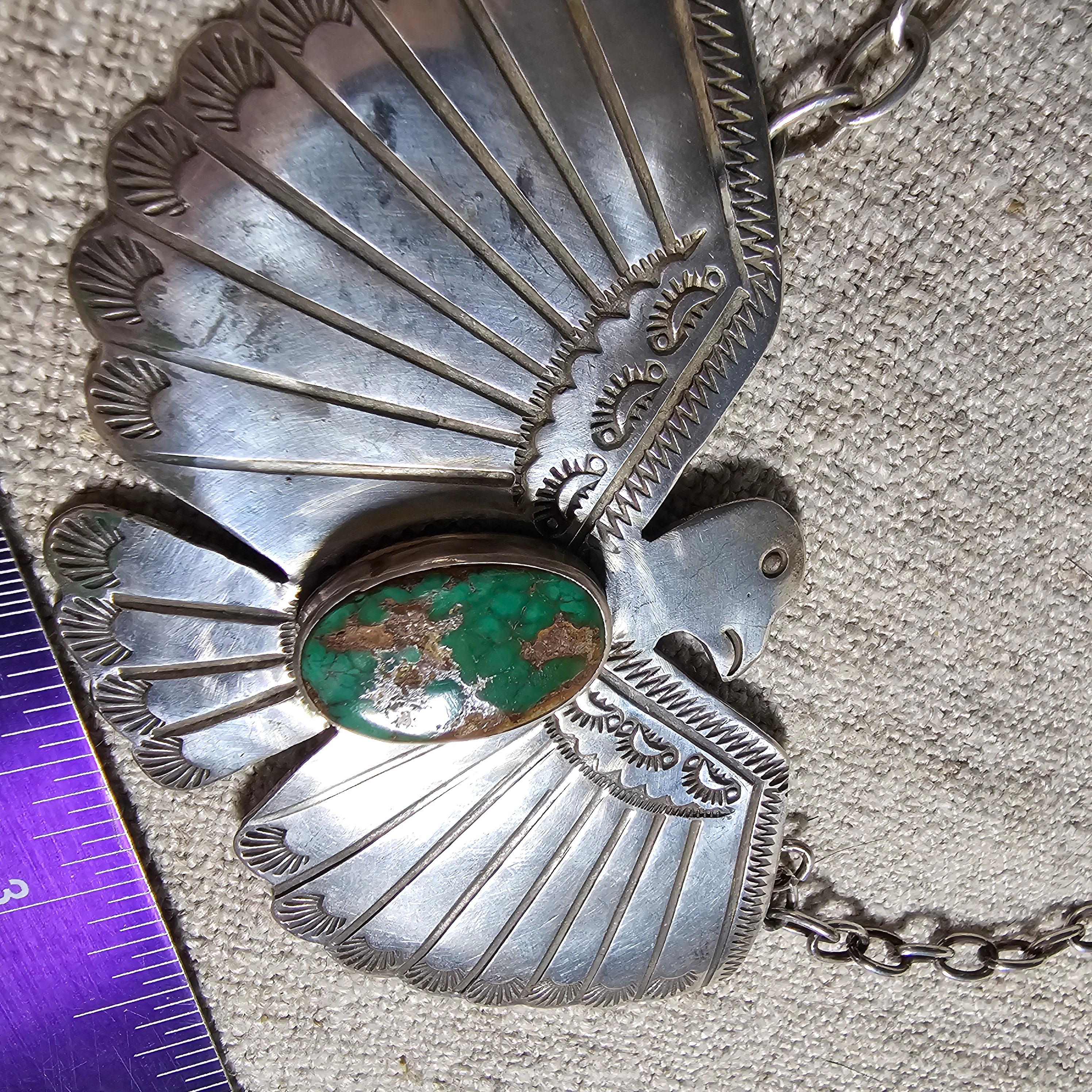 1930s Large Vintage Thunderbird Native Necklace Old Pawn JN 853