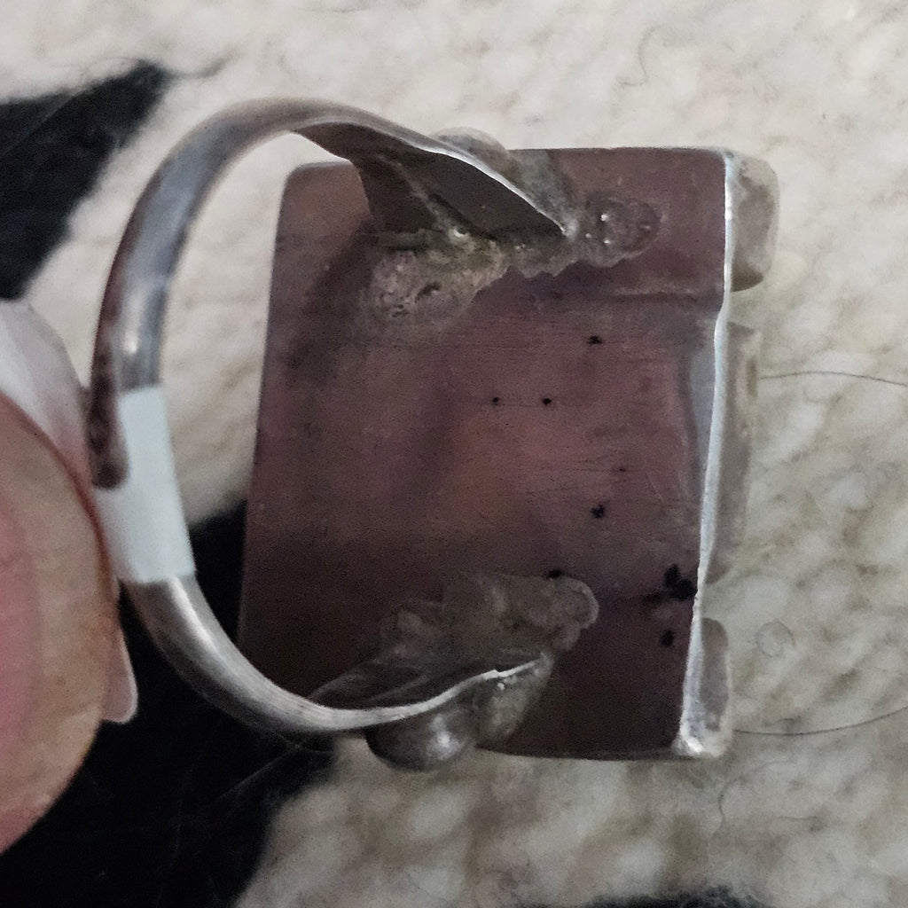 Rectangles of Natural Blue Turquoise Vintage Sterling Ring Size 8 Old Pawn JR 744
