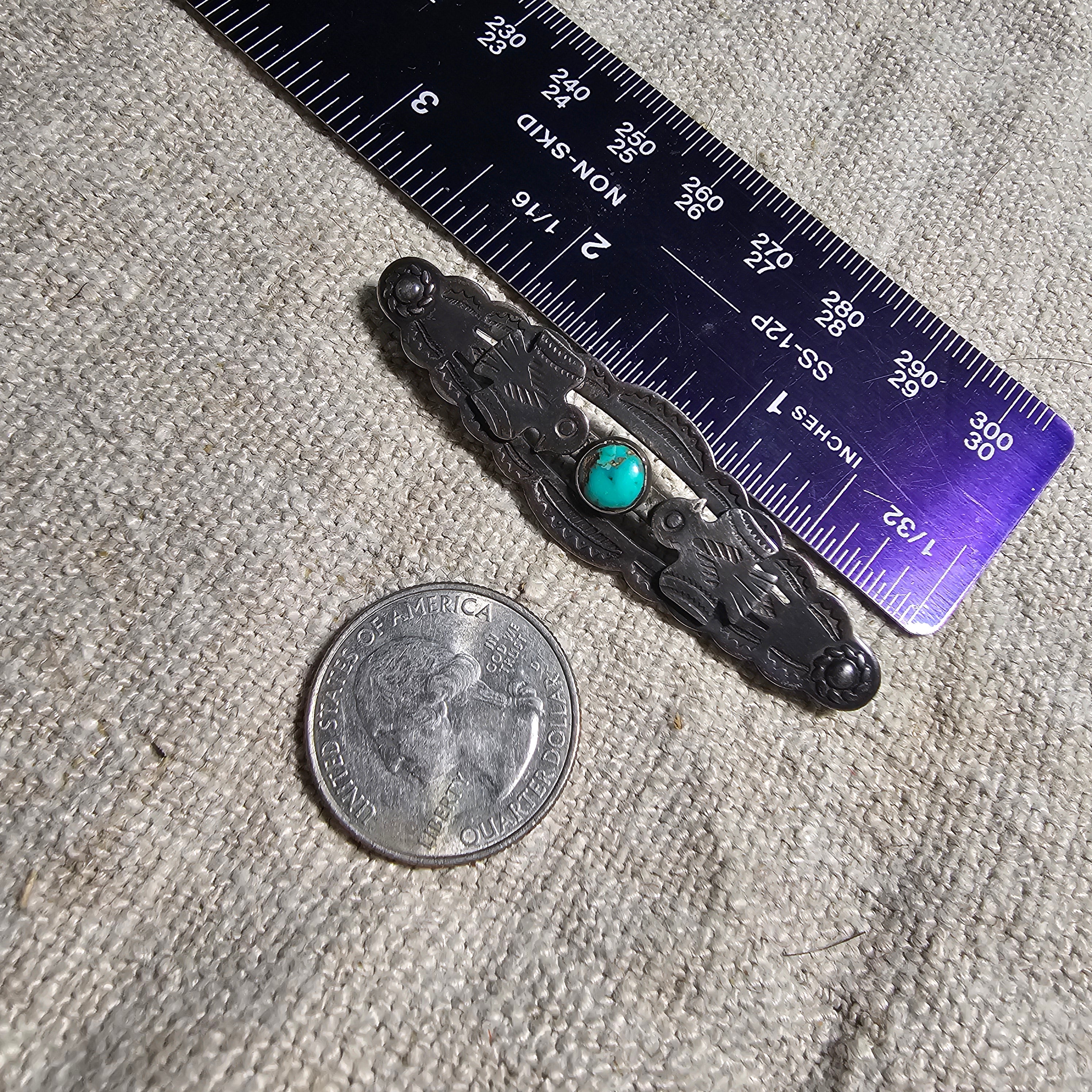 Harvey Thunderbird Vintage Native Pin with Turquoise  JP 203