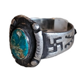 1930s Whirling Log Turquoise Ring size 9. JR 739
