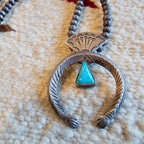 C 1910 Ingot Silver and Turquoise Naja Bead Necklace  JN 703