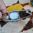 1940s Big Blue Cabochons Turquoise Sterling Silver Row Bracelet 6 3/4" wrist JB 275