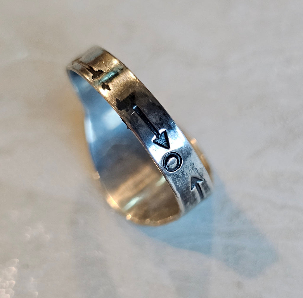 1930s Thunderbird Cigar Band Vintage Ring Sterling Old Pawn Size 9 JR 707