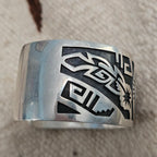 Mark Tawahongva Hopi Thunderbird Silver Native Cuff Bracelet Old Pawn. 7" wrist. JB 324