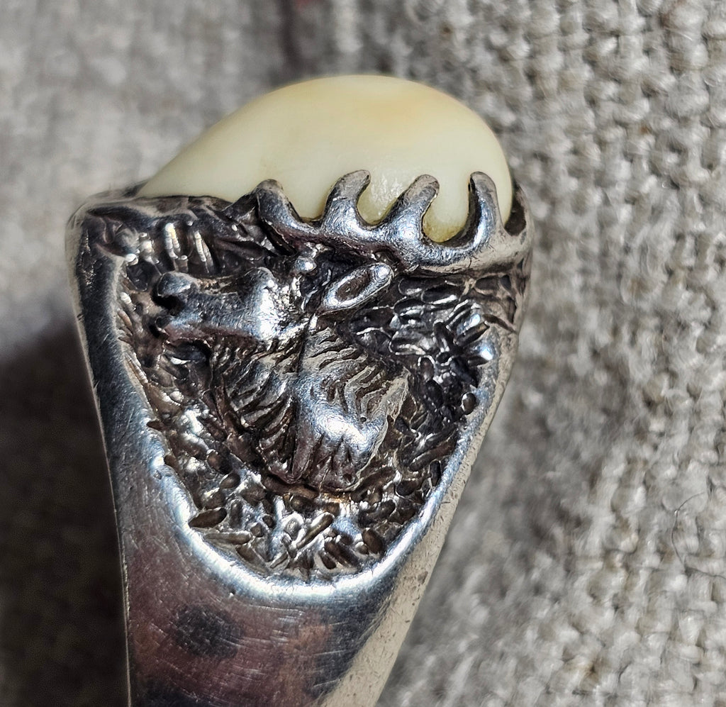Elk Tooth Silver & Gold Ring Vintage Ring Size 9 1/2 Old Pawn JR 725