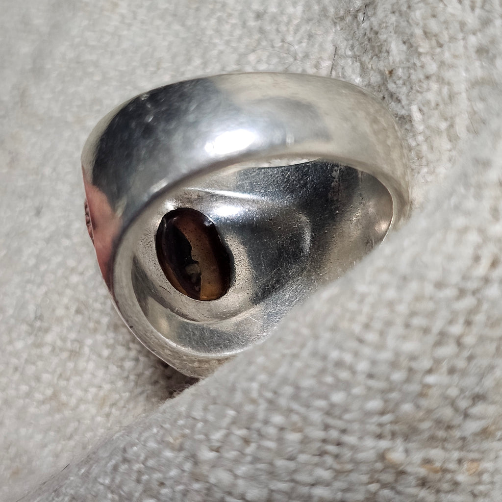 Elk Tooth Silver & Gold Ring Vintage Ring Size 9 1/2 Old Pawn JR 725