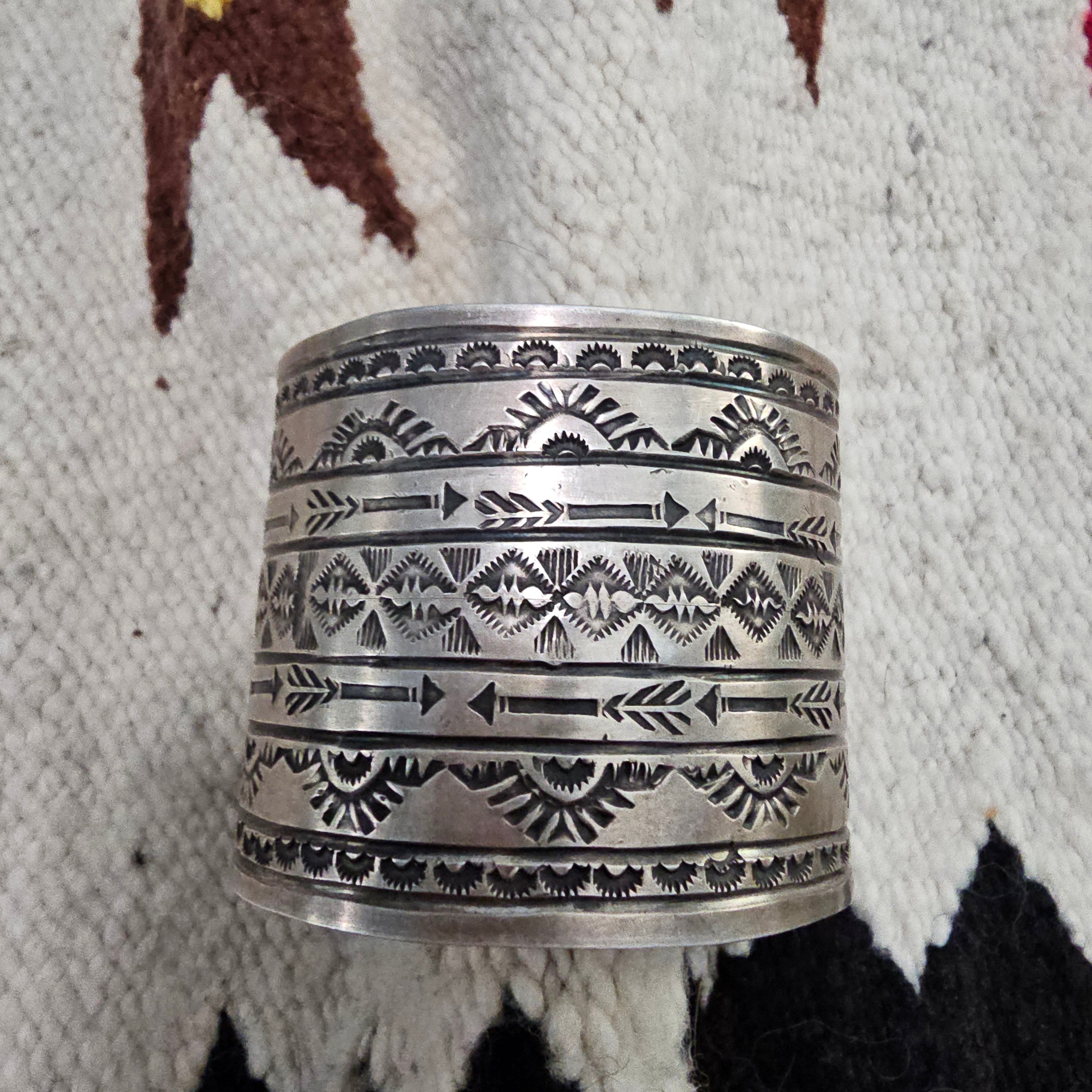 Tawney Willie Silver Native Cuff Bracelet Old Pawn. 7" wrist. JB 355