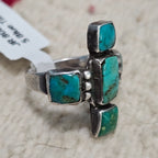 Larry Golsh Zia Blue Turquoise Vintage Sterling Ring Size 8 Old Pawn JR 808