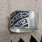 Mark Tawahongva Hopi Thunderbird Silver Native Cuff Bracelet Old Pawn. 7" wrist. JB 324