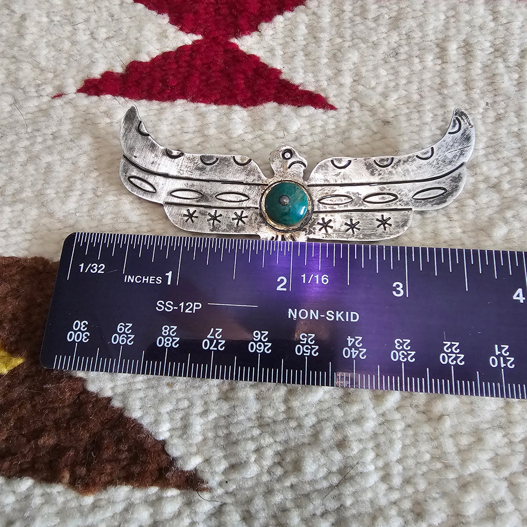 1940s Thunderbird Pin 4" Turquoise Vintage Native # JP 190