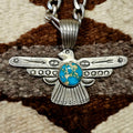 Signed Thunderbird Necklace Turquoise Vintage JN 826