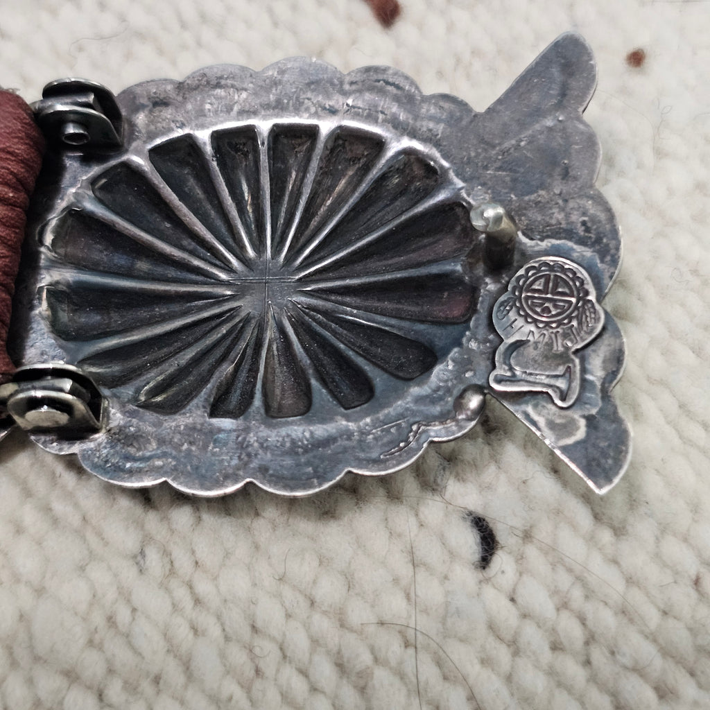 Ortega Signed Vintage Native Concho Belt Sterling & Turquoise Navajo Old Pawn. JBL 164