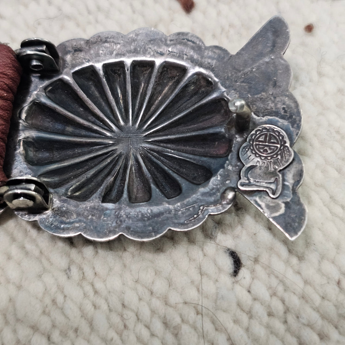 Ortega Signed Vintage Native Concho Belt Sterling & Turquoise Navajo Old Pawn. JBL 164