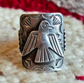 Sterling Thunderbird Vintage Native Ring size 7  JR 791