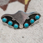 Cowgirl Steer Head Shape Blue Turquoise Vintage Sterling Ring Size 10 1/2 Old Pawn JR 745
