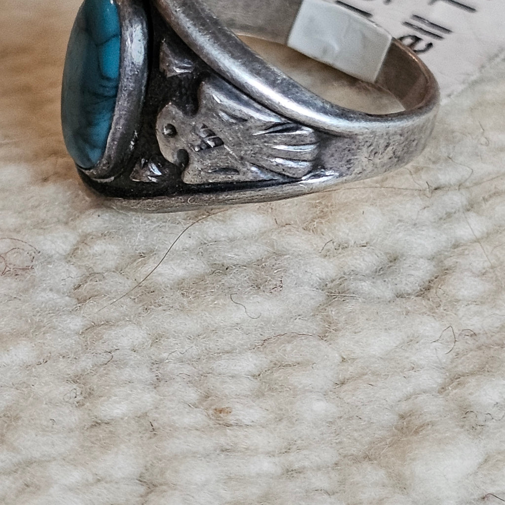 C1930s Bell Trading Thunderbird ring Turquoise  size 5 1/2 JR 477