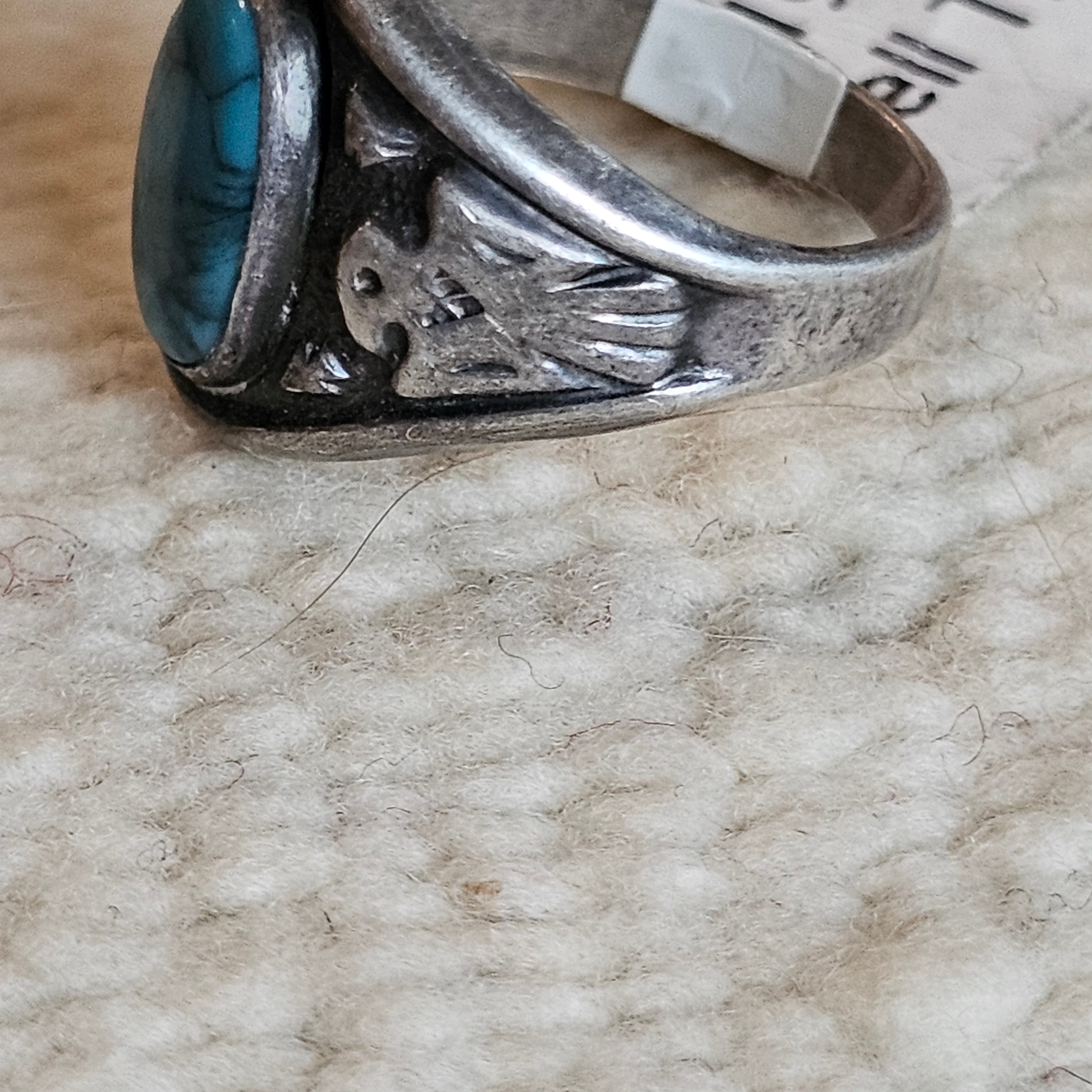 C1930s Bell Trading Thunderbird ring Turquoise  size 5 1/2 JR 477