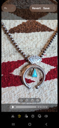 C 1910 Ingot Silver and Turquoise Naja Bead Necklace  JN 703