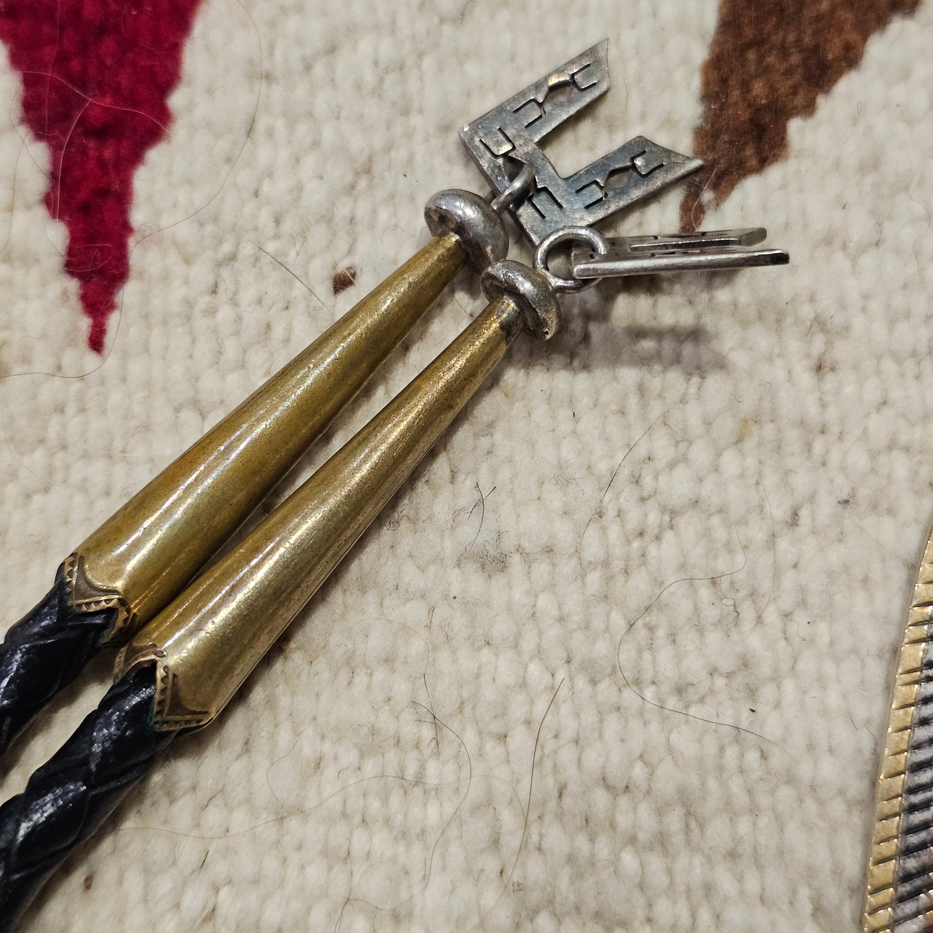 Give Away Horse Bolo Vintage Native Sterling & Copper & Brass & Inlay JBO 164