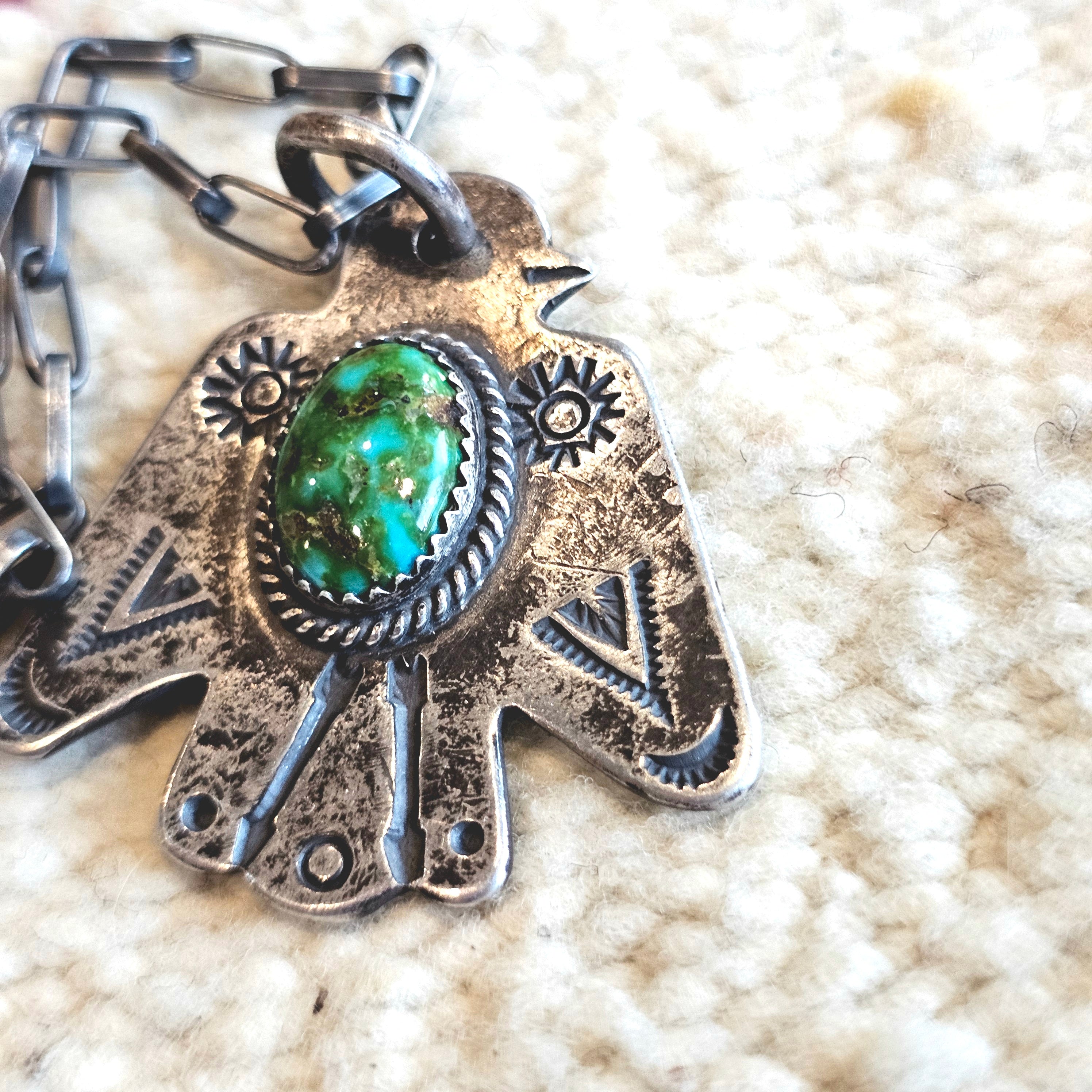 Thunderbird Green Turquoise Necklace JN 847