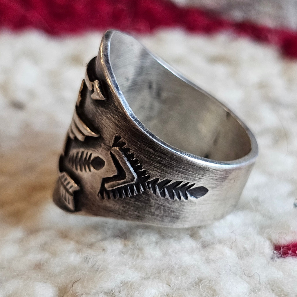 Old Sterling Signet Ring with Thunderbird size 6 1/2. JR 792
