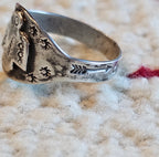 1930s Thunderbird Cigar Band Vintage Ring Sterling Old Pawn Size 9 JR 707