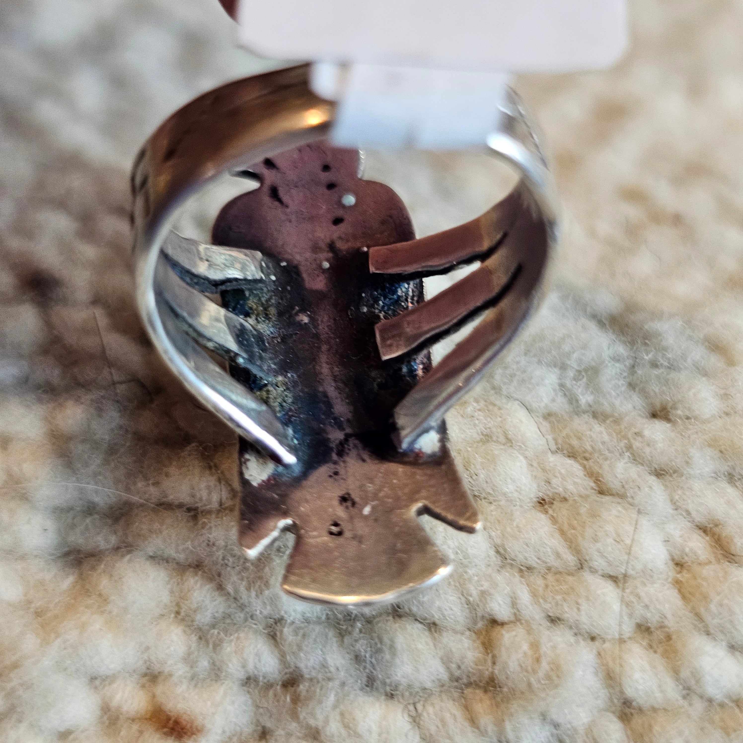 C1930s Thunderbird Shape Vintage Native Ring Turquoise size 5 JR 815