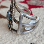 1940s Bisbee Turquoise Vintage Native Sterling Cuff fits 6 1/2" wrist. JB 160